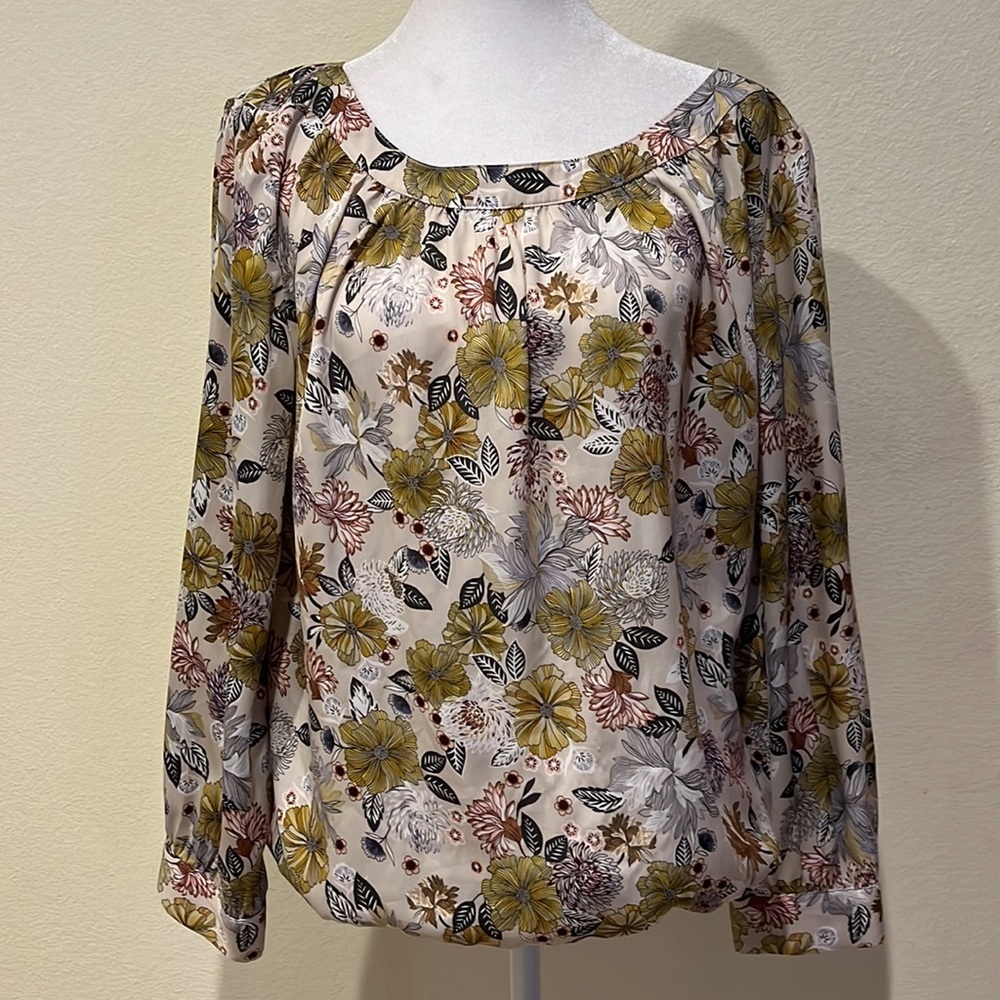 Loft‎ Outlet Floral Blouse Bodysuit Size L